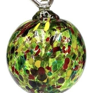 Witch Ball - Heavy Worked Green, Yellow & Red - 5"