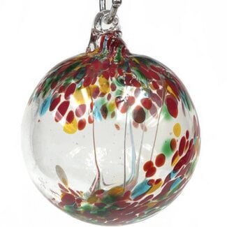 Witch Ball - Clear w/Yellow, Red & Green Confetti - 5"