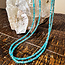 Blue Apatite Beaded Necklace Double Strand - 16-18" Adjustable - Faceted Sterling Silver