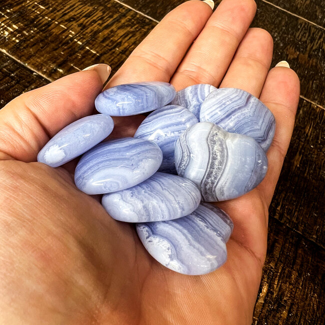 Blue Lace Agate Hearts - Medium (1")