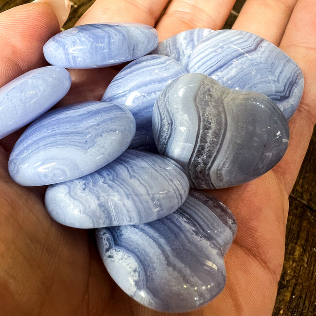 Blue Lace Agate Hearts - Medium (1")
