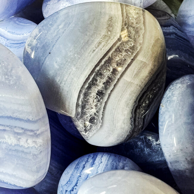 Blue Lace Agate Hearts - Medium (1")