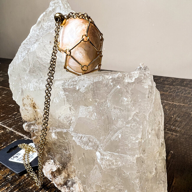 Wire Necklace Crystal Cages (Medium) - Gold Plated 16-18" Holder