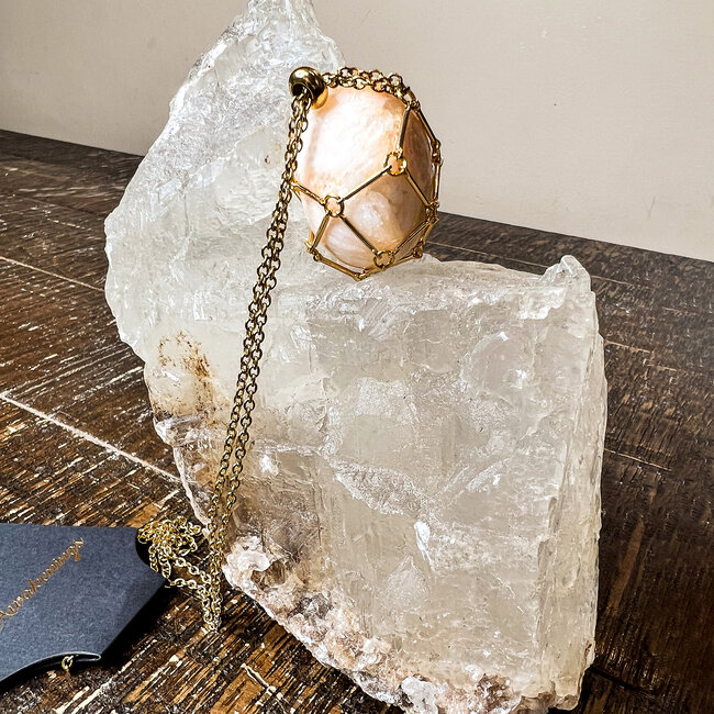 Wire Necklace Crystal Cages (Medium) - Gold Plated 16-18" Holder