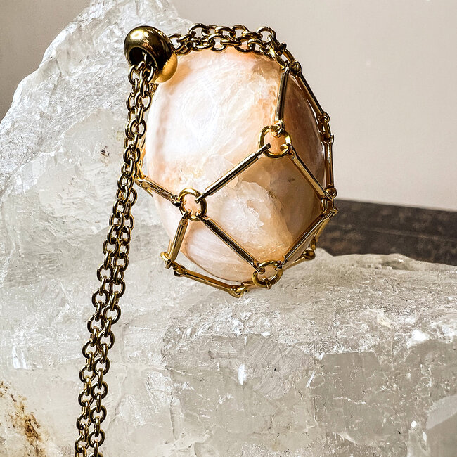 Wire Necklace Crystal Cages (Medium) - Gold Plated 16-18" Holder