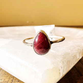 Ruby Ring - Size 6 Teardrop Pear - Sterling Silver