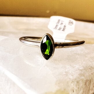 Chrome Diopside Ring - Size 10 Marquise - Sterling Silver