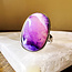 Purple Fluorite Ring - Size 7.5 Long Oval - Sterling Silver