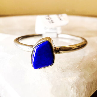Lapis Lazuli Ring - Size 10 Simple Bezel Set - Sterling Silver