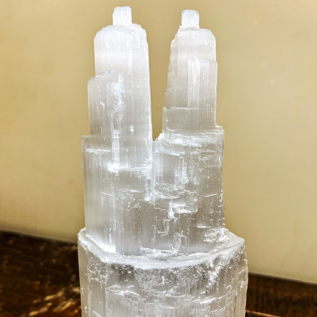 Selenite (Satin Spar Gypsum) Double Twin Iceberg Tower Lamps Lights - 12"+ Large Rough Raw Natural (Cord & Bulb Included)