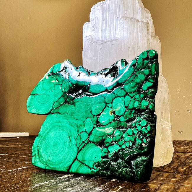 Malachite Slice Slab - Extra Large XL