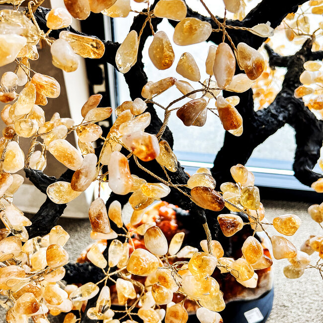 Citrine Bonsai Tree Specimen on Wooden Stand - Jumbo