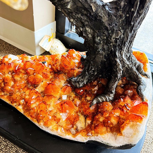 Citrine Bonsai Tree Specimen on Wooden Stand - Jumbo