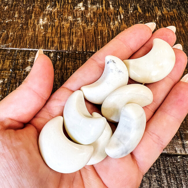 Ivory (White) Jade Cresent Moon - Medium