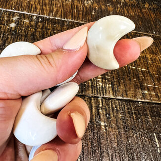 Ivory (White) Jade Cresent Moon - Medium