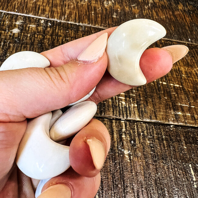 Ivory (White) Jade Cresent Moon - Medium