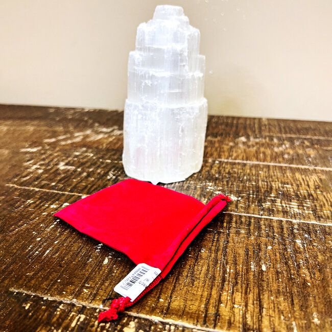 Velvet Bags Red-Accessory Crystal Pouch Draw String Medicine - (4x3") Medium