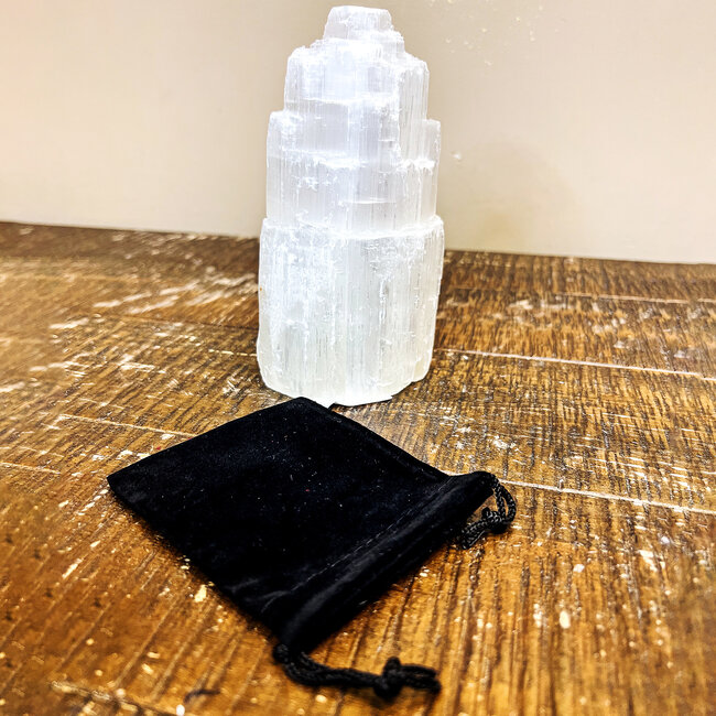 Velvet Bags Black-Accessory Crystal Pouch Draw String Medicine - (4x3") Medium