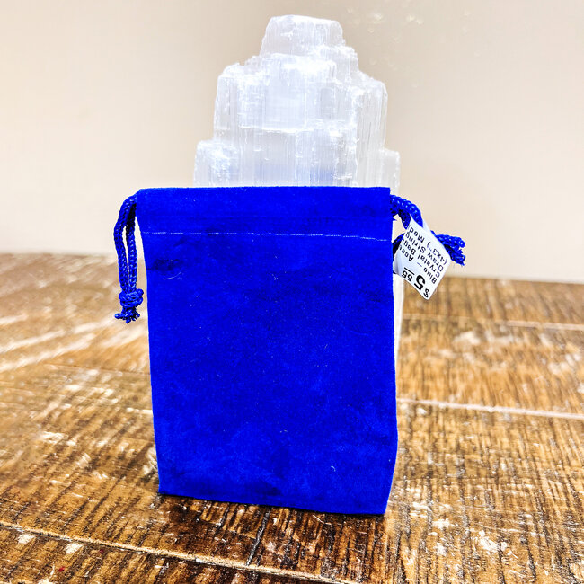 Velvet Bags Dark Blue-Accessory Crystal Pouch Draw String Medicine - (4x3") Medium