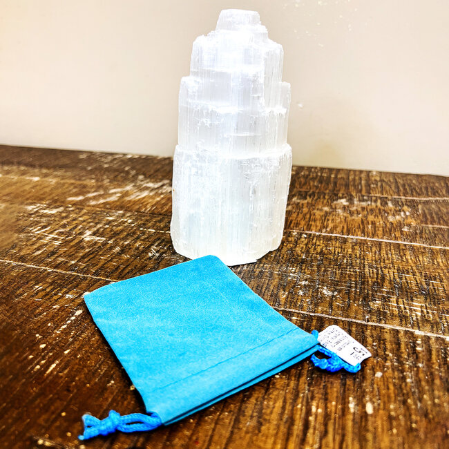 Velvet Bags Turquoise Blue-Accessory Crystal Pouch Draw String Medicine - (4x3") Medium