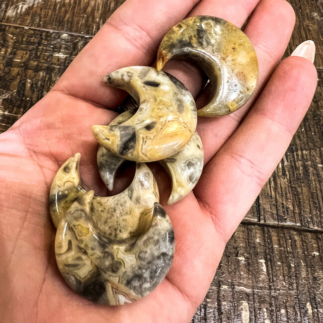Crazy Lace Agate Crescent Moons - Medium