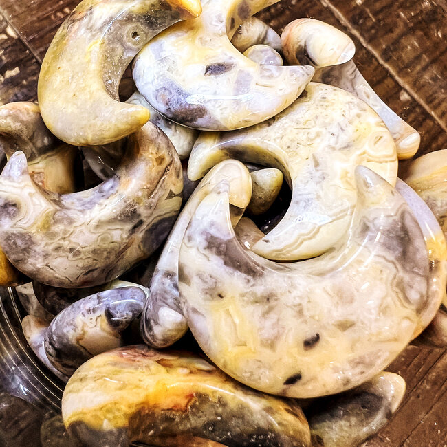 Crazy Lace Agate Crescent Moons - Medium