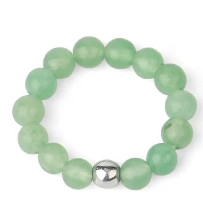 Green Aventurine Rings - Adjustable Beaded Stretch Gemstone