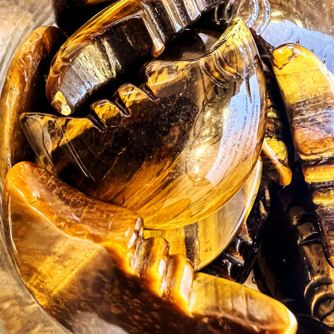 Gold Tigers Eye Crescent Moon Face - 1"