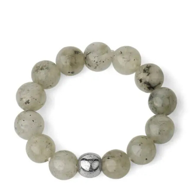 Labradorite Rings - Beaded Stretch Gemstone Adjustable