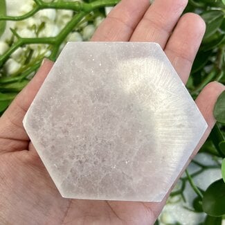 Selenite (Satin Spar Gypsum) Charging Disks Plates - Hexagon 3"