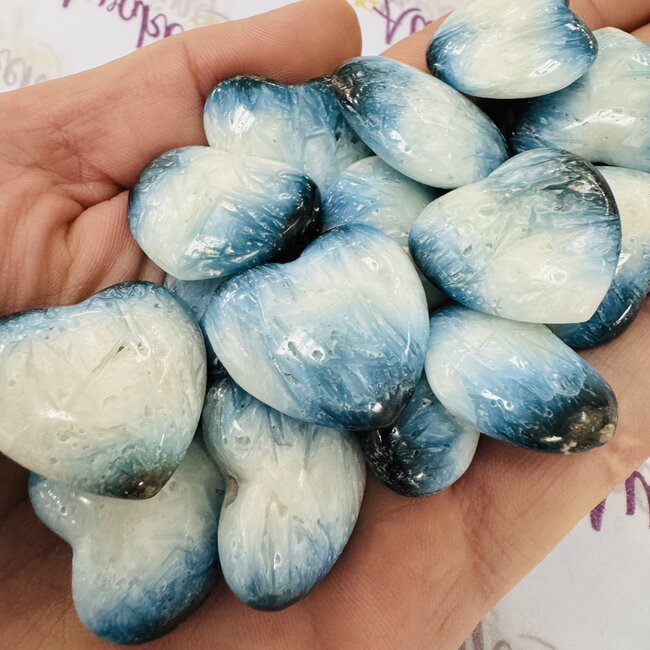 Blue Ice (Nakaurite Glacierite) Hearts - Medium