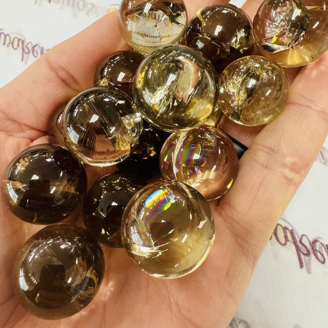 Smoky (Smokey) Quartz Rainbow Sphere Orb - (10-20mm) Mini