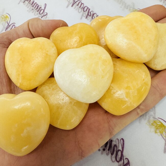 Orange Calcite Puffy Hearts - Medium