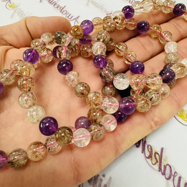 Super 7 Seven (Sacred Melody Stone) Rutilated Rutile Bracelets - 8mm