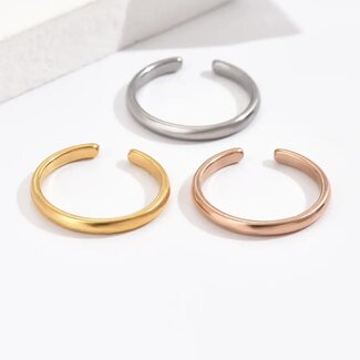 3 Piece Toe Rings - Silver Gold & Copper - Stainless Steel Adjustable