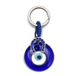 Evil Eye Keychains -  Lucky Horseshoe (Horse Shoe) - Blue 3.5"