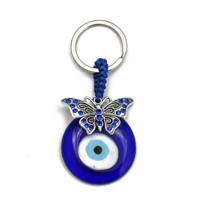Evil Eye Butterfly Keychain - Blue 3.5"