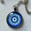 Evil Eye Necklace - Mosaic Blue Simple 24" Silver Plated - Round Glass