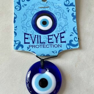 Evil Eye Glass 1.5"- Hanging Wall Decor (Small) - Blue String Door Hanging Protection