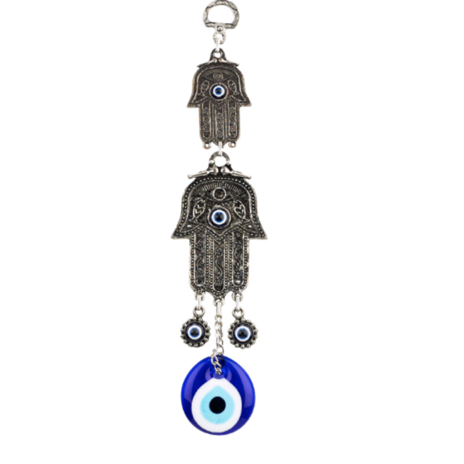 Evil Eye Double Hamsa Wall Decor- 12"