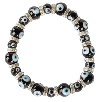 Evil Eye Bracelet - Black Elastic Stretchy Protection