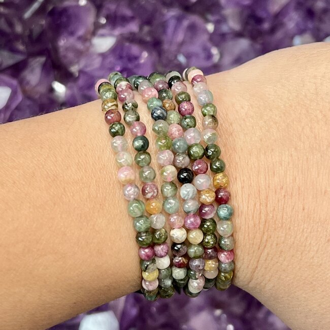 Mixed and Assorted Tourmaline (Watermelon) Bracelets - 4mm Mini