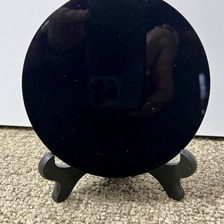 Black Obsidian Scrying Mirror- 4.5" Plate with Stand