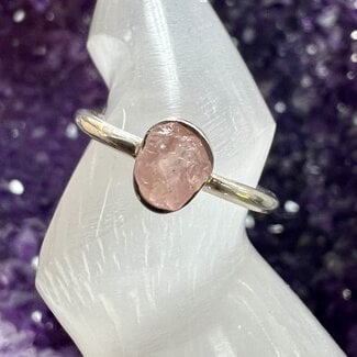Rose Quartz Ring - Size 4 Rough Raw Natural Sterling Silver