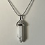 White Howlite (Magnesite) Necklaces - Point on Bead Chain 18" Silver Plated