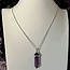 Purple Fluorite Necklaces - Point on Bead Chain 18" Silver Plated