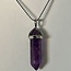 Purple Fluorite Necklaces - Point on Bead Chain 18" Silver Plated