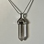 Clear Quartz Necklace-Point on Bead Chain 18" Silver Plated