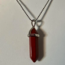 Red Jasper Necklace-Point on Bead Chain 18" Silver Plated