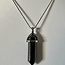 Hematite Necklace-Point on Bead Chain 18" Silver Plated